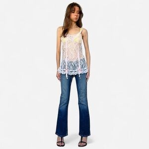 Vintage baby pink lace slip cami top